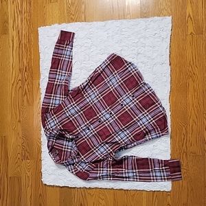 Eddie Bauer Boyfriend Fit, Red Plaid Shirt, Women's Petite Large!